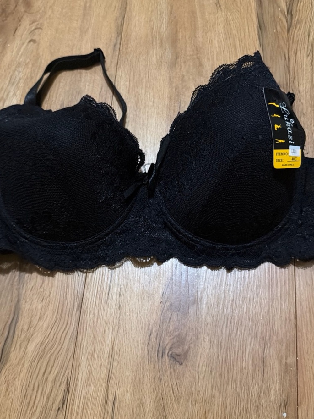 Women's Black Lace Push-Up Bra - Size 36C